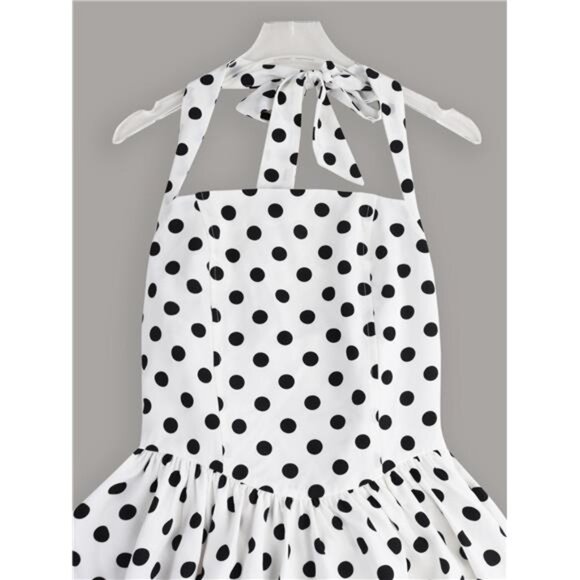 Polka Dot Halter Neck Mini Dress - Picture 9 of 10